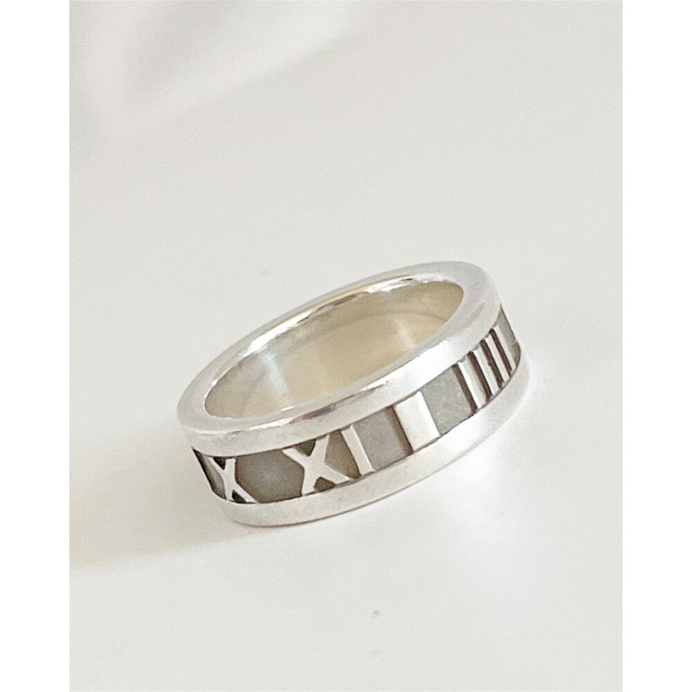 Tiffany & Co. Sterling Silver Atlas Ring Roman Numerals Band 4.5 - Picture 8 of 8